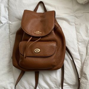 coach mini brown leather backpack